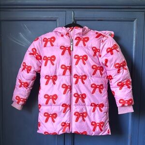 Hanna Andersson Pink and Red Bow Puffer Size 110 (US 5)